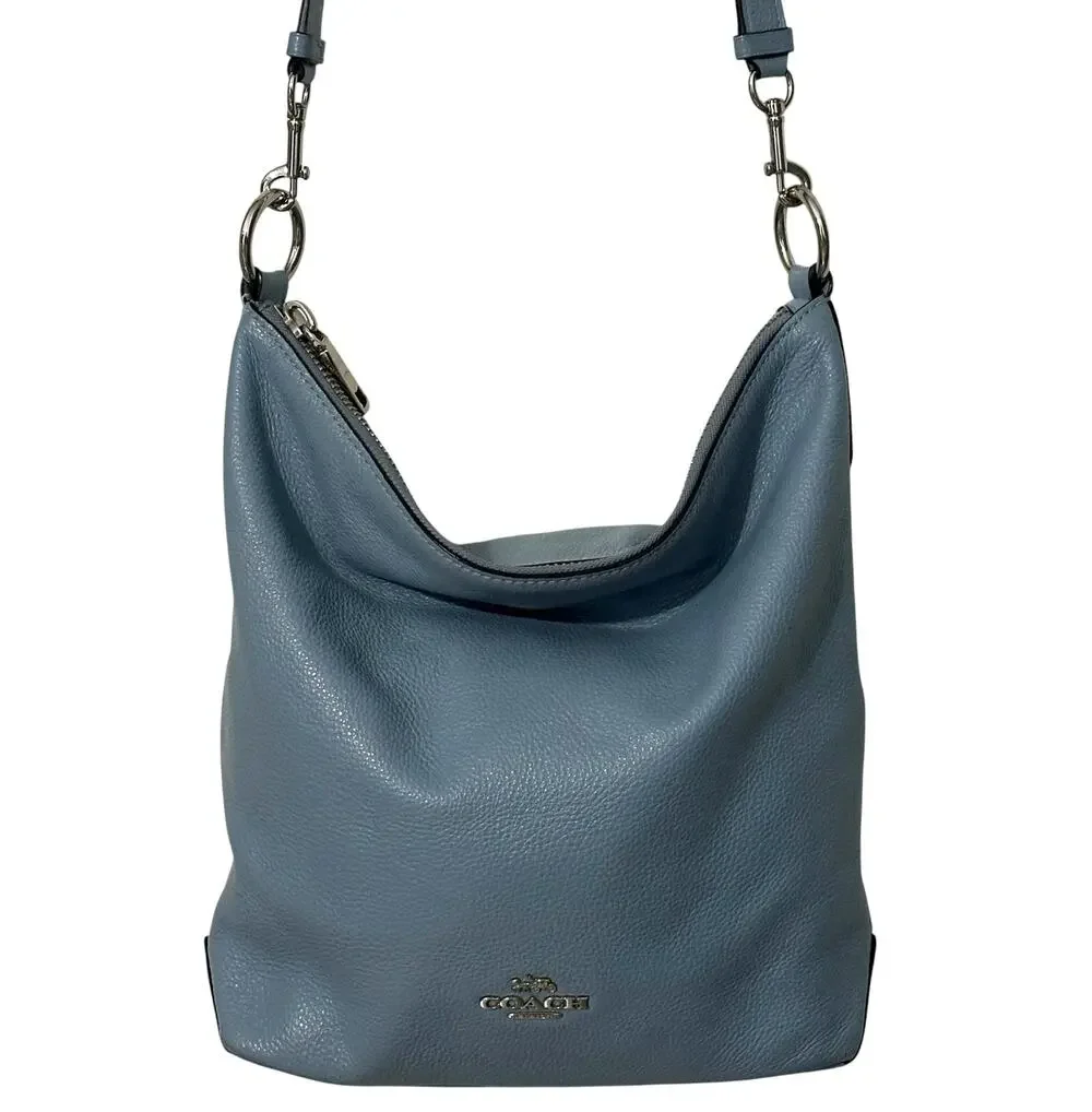 Coach Vintage Abby Hobo Bag Womens Sky Blue Pebbled Leather Slouchy Purse